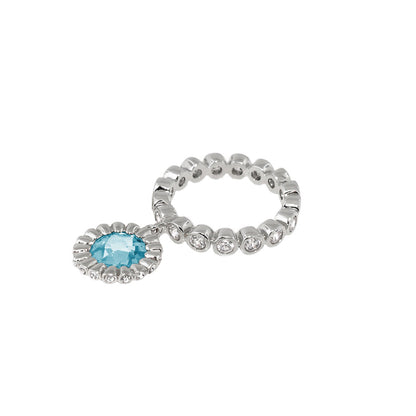 Classic Charm Ring with blue oval gemstone charm and pavé band by Lauren G Adams on Tampa Home & Garden Store