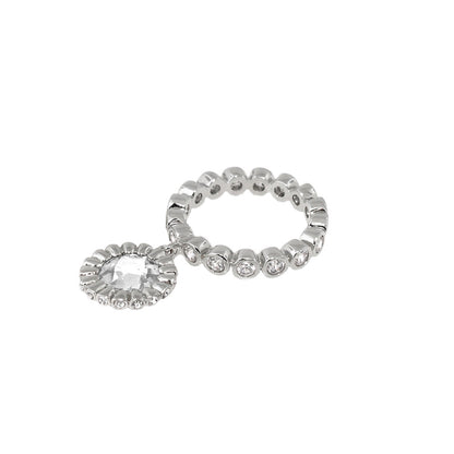 Classic Charm Ring by Lauren G Adams silver tone with crystal band and charm on Tampa Home & Garden Store