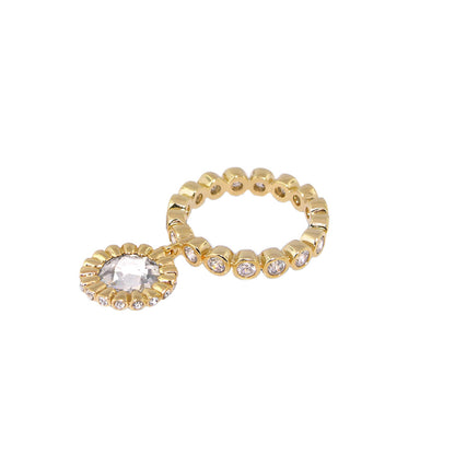 Classic Charm Ring gold-tone band with crystal halo pendant by Lauren G Adams on Tampa Home & Garden Store