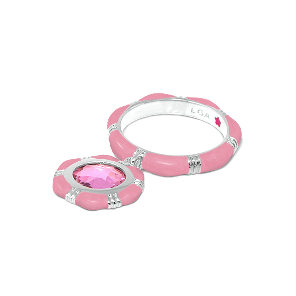 Prince Charming Ring — Ridged Band pink enamel stackable rings Lauren G Adams(2) on Tampa Home & Garden Store