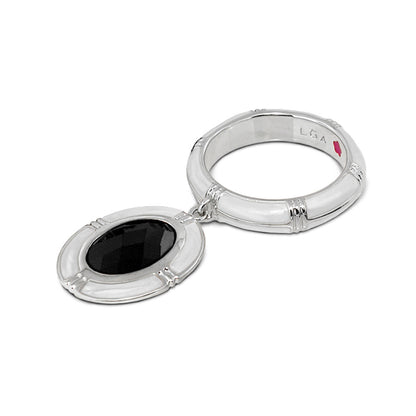 Prince Charming Ring Oval Charm with black onyx stone, ridged silver band by Lauren G Adams on Tampa Home & Garden Store