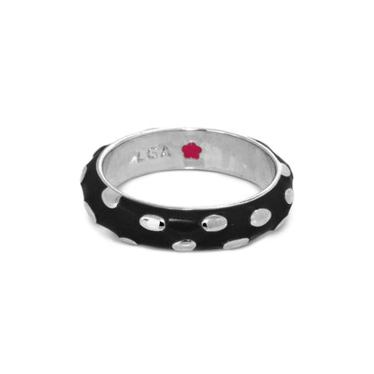 Tiny Dots Ring black band with silver polka dots Lauren G Adams on Tampa Home & Garden Store