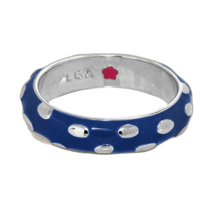 Tiny Dots Polka Dot Stackable Ring blue with white polka dots by Lauren G Adams on Tampa Home & Garden Store