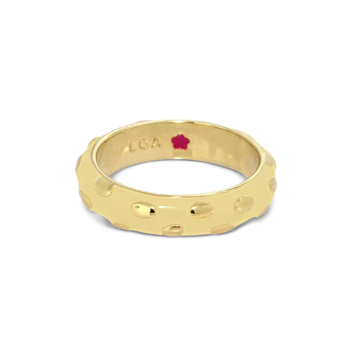 Tiny Dots Stackable Ring by Lauren G Adams in gold-tone with polka dot texture on Tampa Home & Garden Store