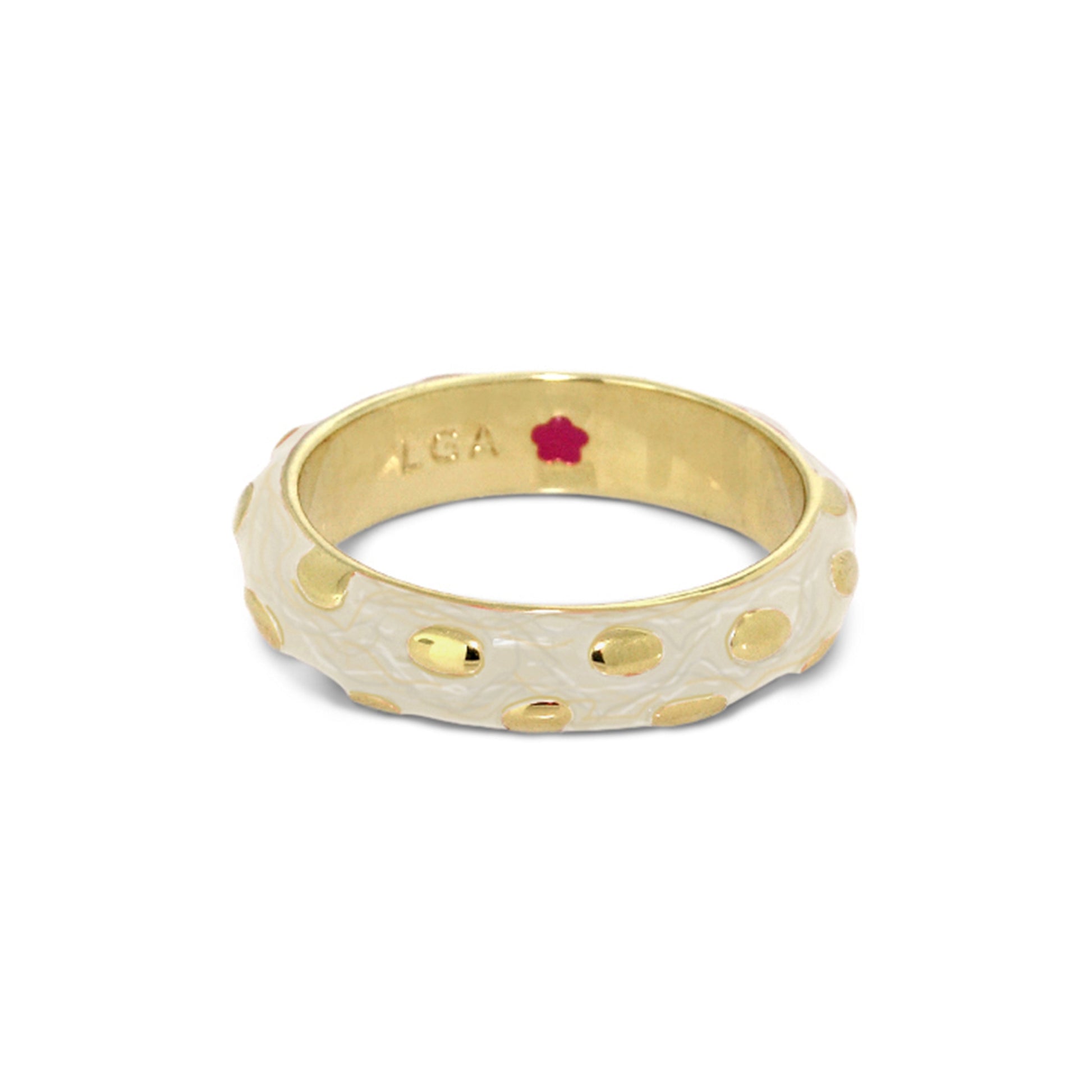 Tiny Dots Stackable Ring — Polka Dot Band, white textured ring with gold dots by Lauren G Adams on Tampa Home & Garden Store
