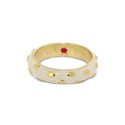 Tiny Dots Stackable Ring — Polka Dot Band, white textured ring with gold dots by Lauren G Adams on Tampa Home & Garden Store