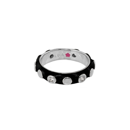 Stackable Fiesta Ring Bezel Dot Station black band with crystal dot accents Lauren G Adams on Tampa Home & Garden Store