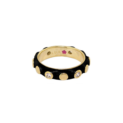 Stackable Fiesta Ring Bezel Dot Station black band with gold studs and crystals L.G.A. on Tampa Home & Garden Store