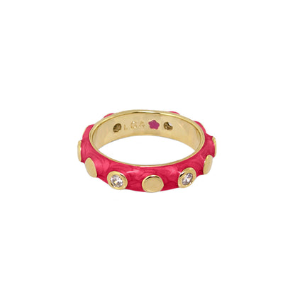 Stackable Fiesta Ring Bezel Dot Station in pink enamel with gold-tone crystals LGA on Tampa Home & Garden Store