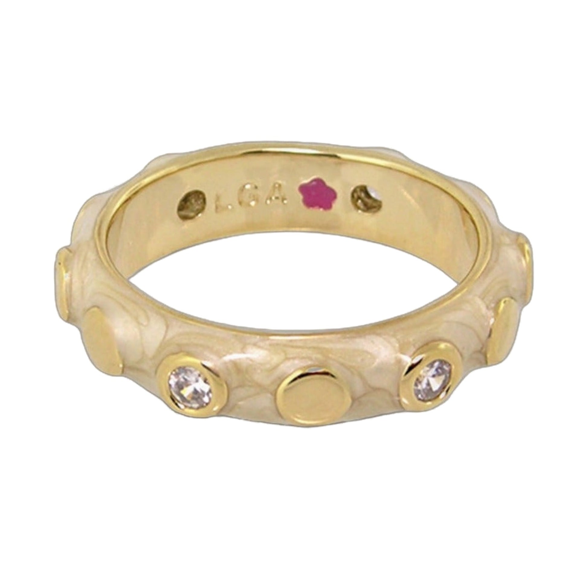 Stackable Fiesta Ring Bezel Dot Station gold-tone with gems Lauren G Adams on Tampa Home & Garden Store