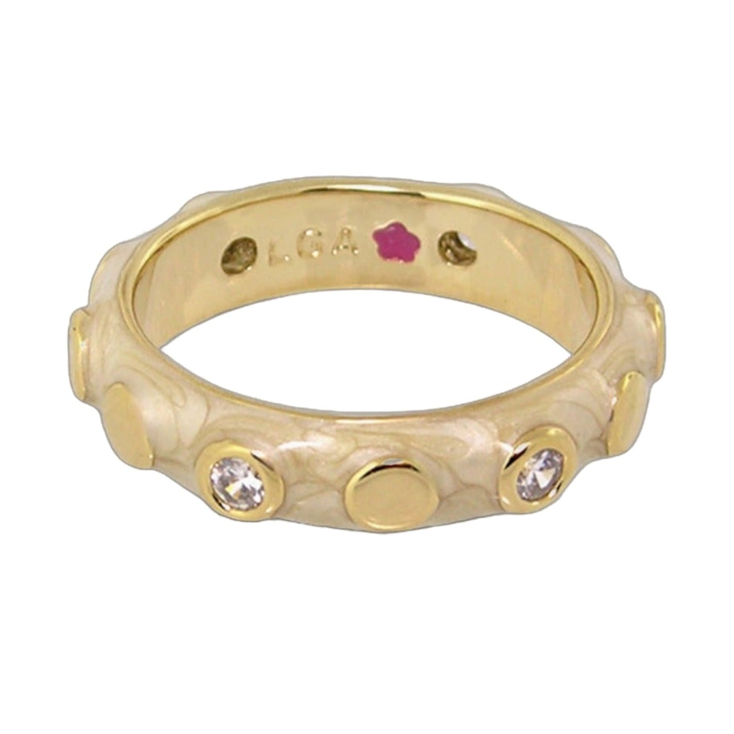 Stackable Fiesta Ring Bezel Dot Station gold tone band with bezel dots Lauren G Adams on Tampa Home & Garden Store
