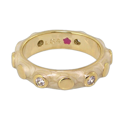 Stackable Fiesta Ring Bezel Dot Station gold tone band with bezel dots Lauren G Adams on Tampa Home & Garden Store