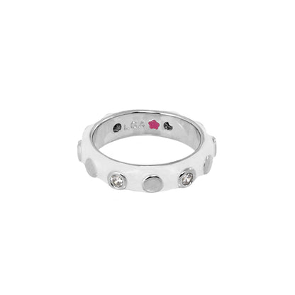 Stackable Fiesta Ring Bezel Dot Station by Lauren G Adams, silver ring with crystal dots on Tampa Home & Garden Store