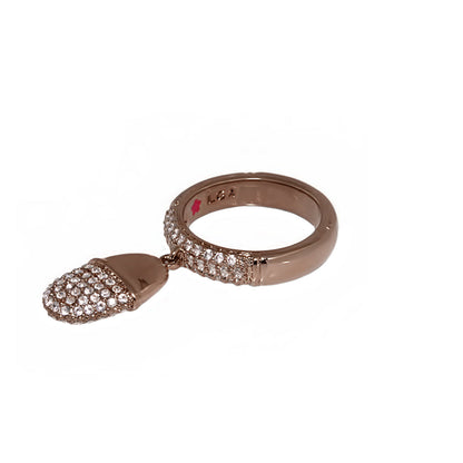Classic Charm Ring rose gold with pavé crystal drop charm by Lauren G Adams on Tampa Home & Garden Store