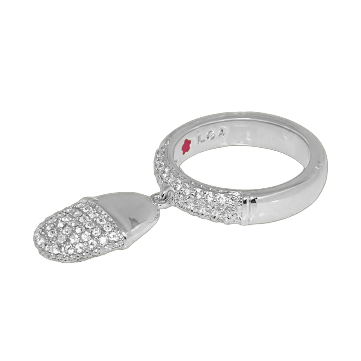 Classic Charm Ring pair silver-tone pave diamonds by Lauren G Adams inner LGA stamp on Tampa Home & Garden Store