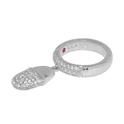 Classic Charm Ring pair silver-tone pave diamonds by Lauren G Adams inner LGA stamp on Tampa Home & Garden Store