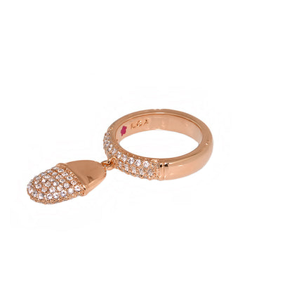 Classic Charm Ring by Lauren G Adams, rose gold ring with pavé diamond heart charm on Tampa Home & Garden Store