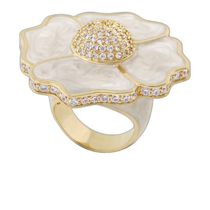 Poppy Love Cocktail Ring by Lauren G Adams, gold-tone pave-diamond dome on a scalloped band on Tampa Home & Garden Store