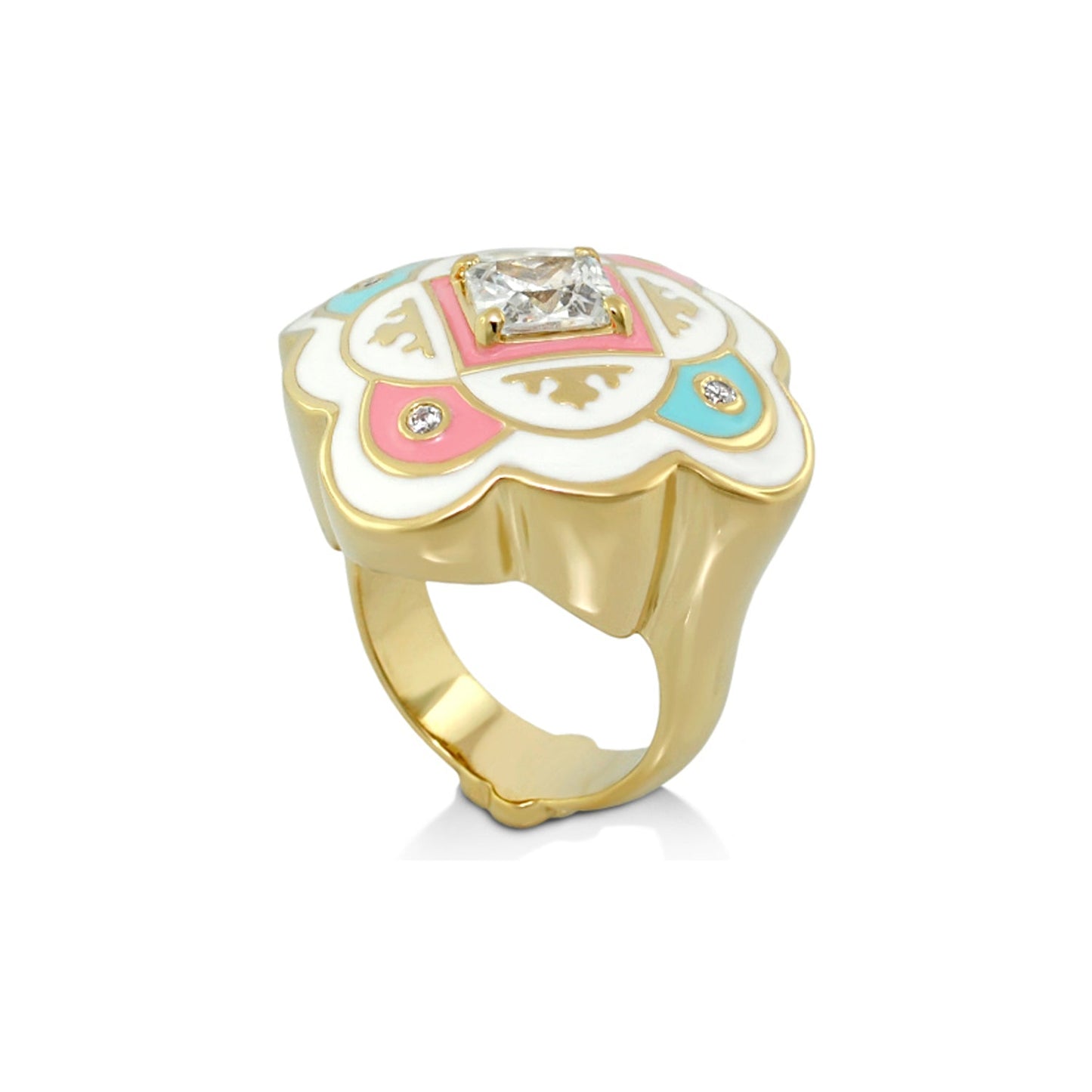 Mandarine Oriental Ring by Lauren G Adams - gold-tone cocktail ring with enamel accents on Tampa Home & Garden Store