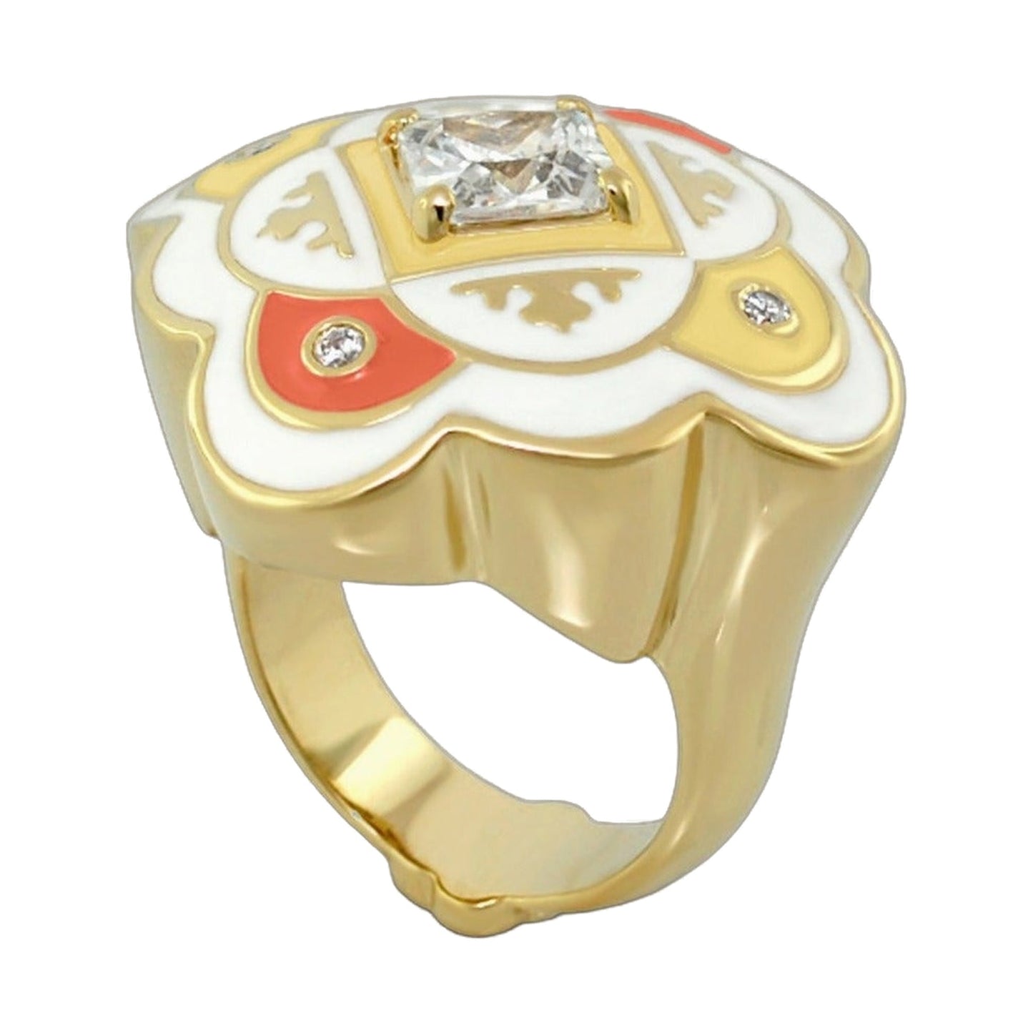 Mandarine Oriental Ring in gold tone with clear gemstone and enamel accents on Tampa Store on Tampa Home & Garden Store