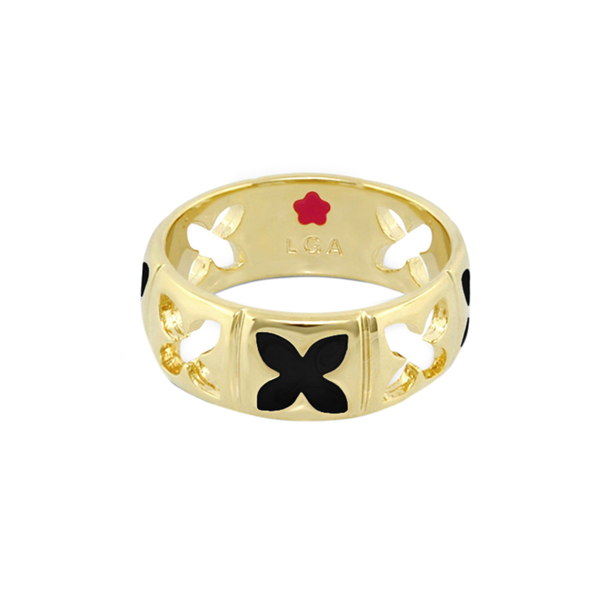 Floral Knight Band Ring gold-toned band with black butterfly cutouts by Lauren G Adams on Tampa Home & Garden Store