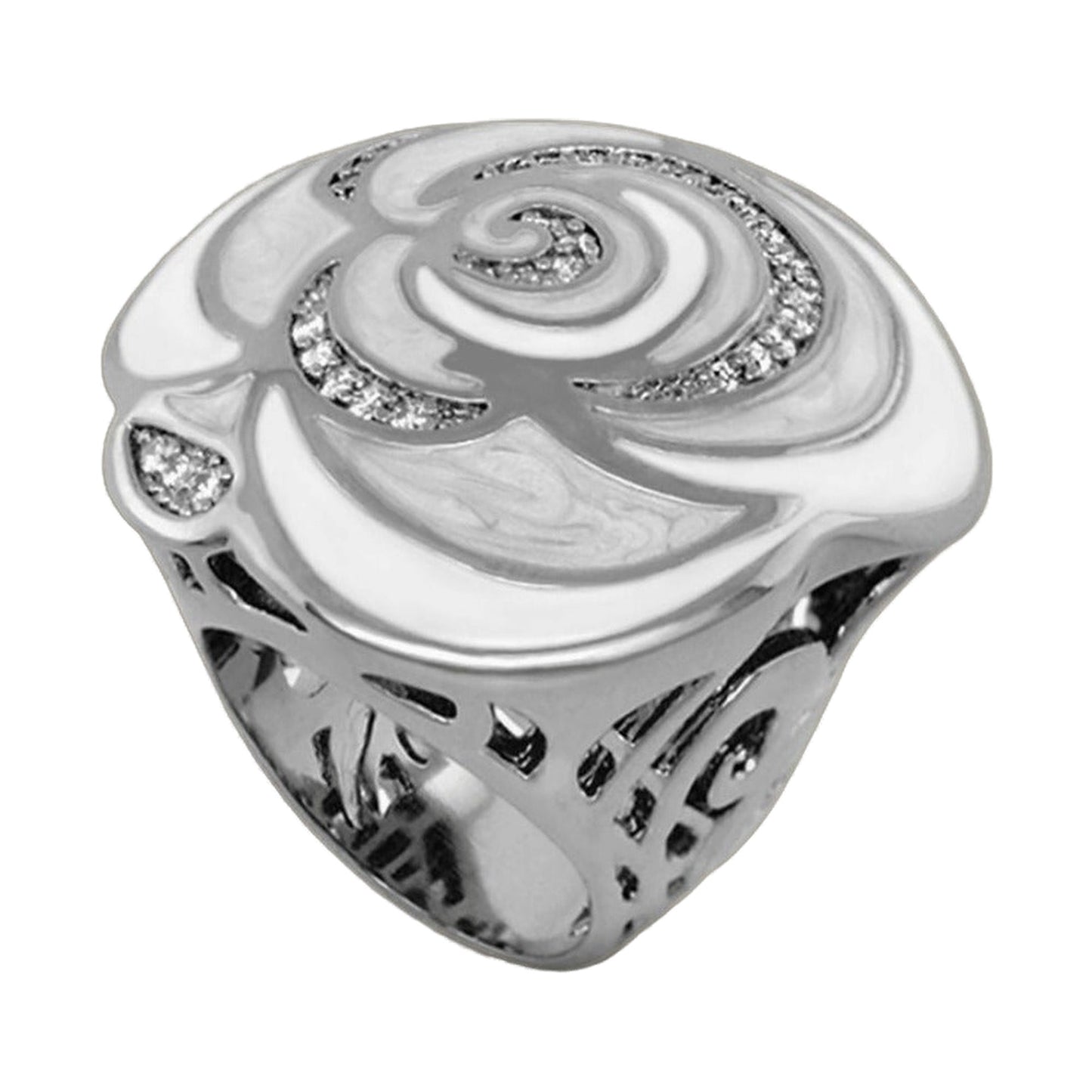 Roses Are Red Cocktail Ring by Lauren G Adams, silver-tone spiral ring with pave crystals on Tampa Home & Garden Store