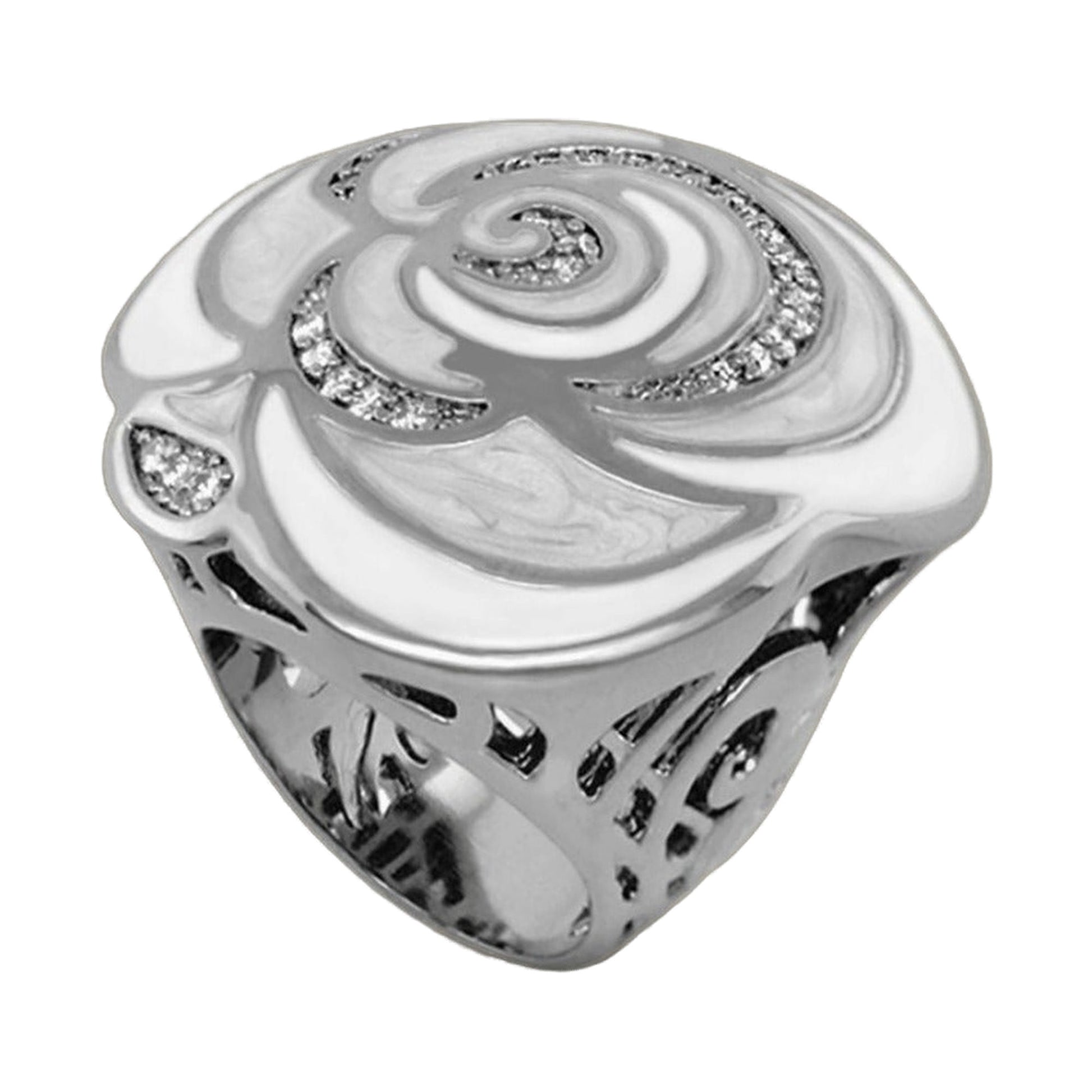 Roses Are Red Cocktail Ring by Lauren G Adams, silver-tone spiral ring with pave crystals on Tampa Home & Garden Store