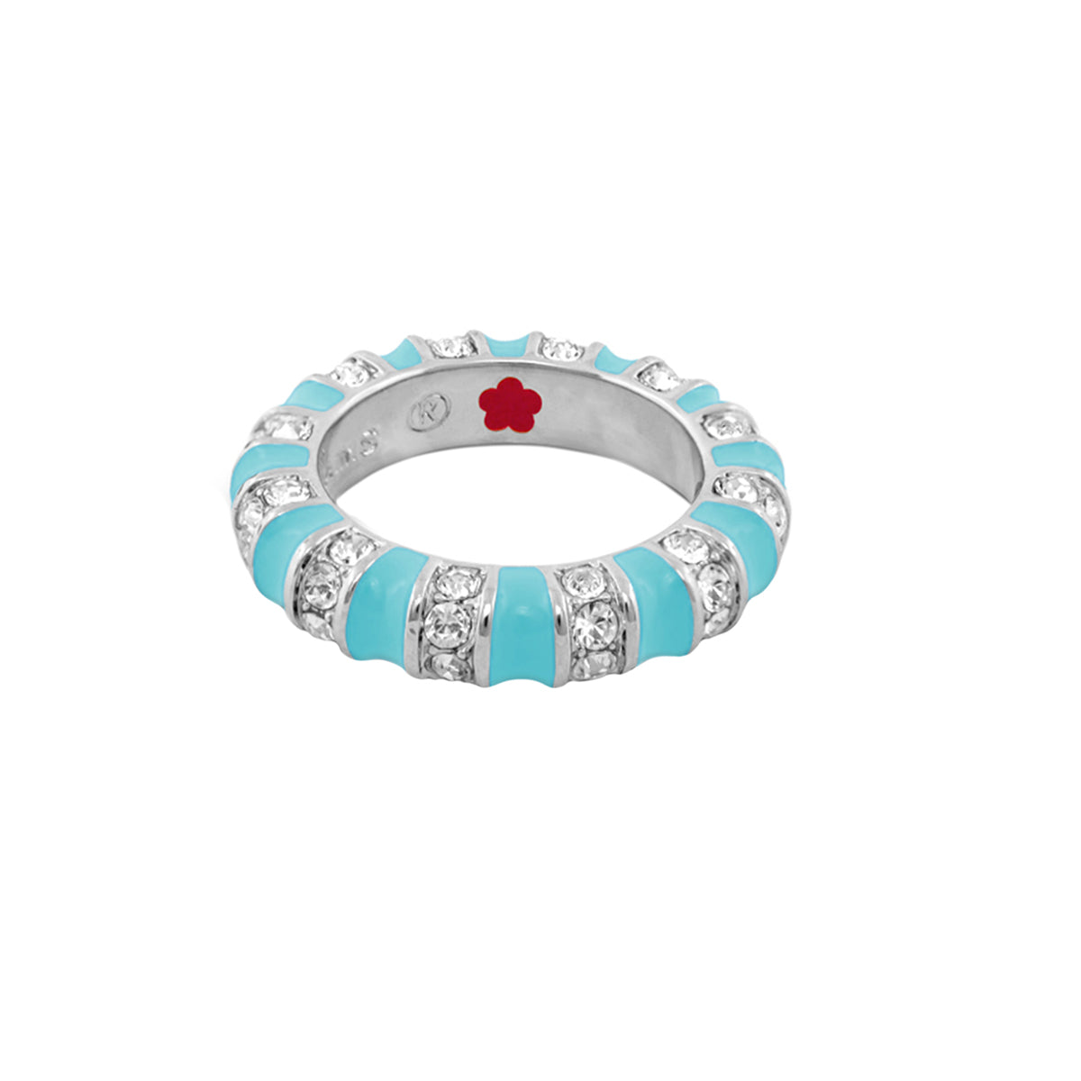 Stripe Tease Stackable Ring turquoise enamel with crystals by Lauren G Adams on Tampa Home & Garden Store