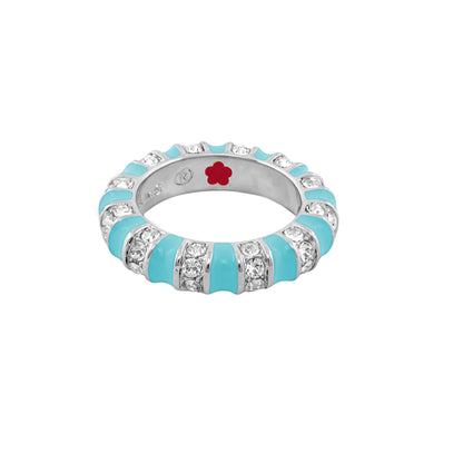 Stripe Tease Stackable Ring turquoise enamel with crystals by Lauren G Adams on Tampa Home & Garden Store