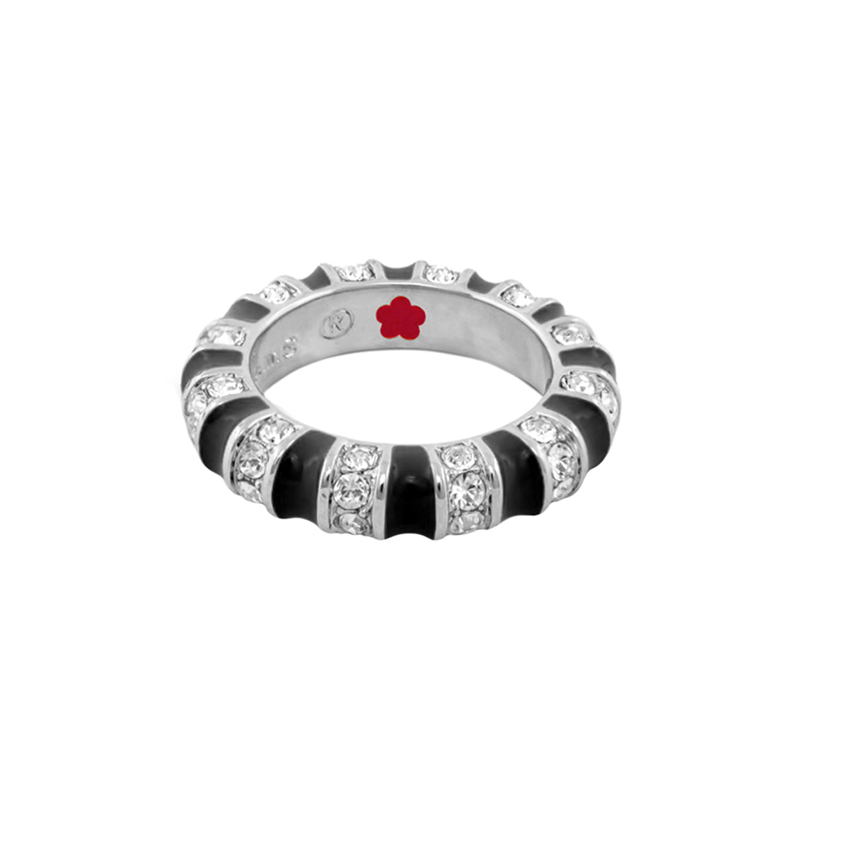 Stripe Tease Stackable Ring by Lauren G Adams black enamel with pave diamonds in band on Tampa Home & Garden Store