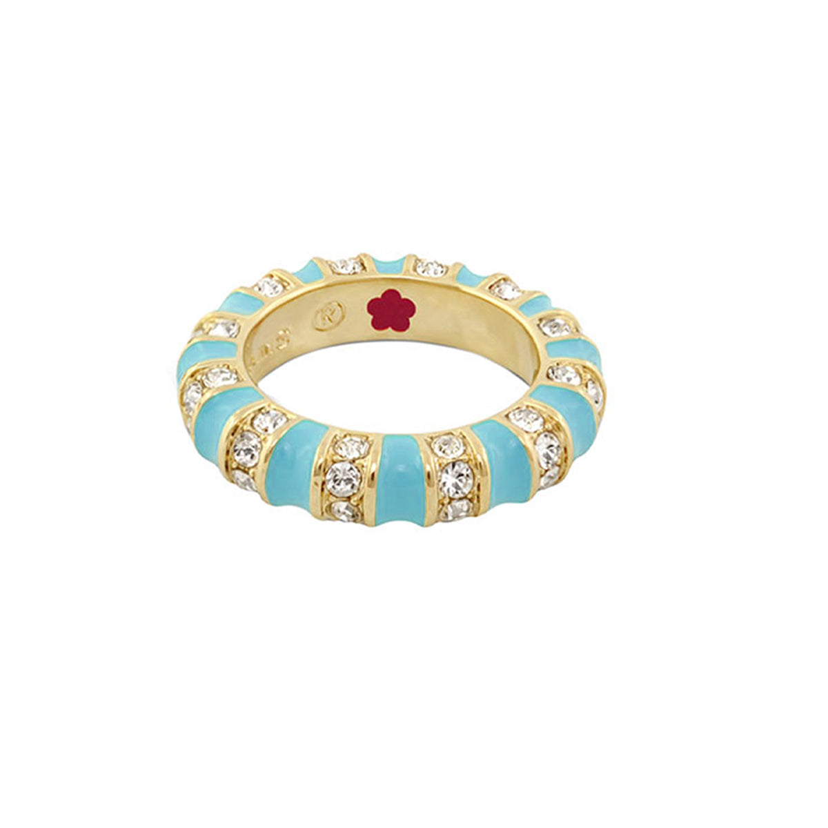 Stripe Tease Stackable Ring by Lauren G Adams in gold-tone with turquoise enamel and crystals on Tampa Home & Garden Store