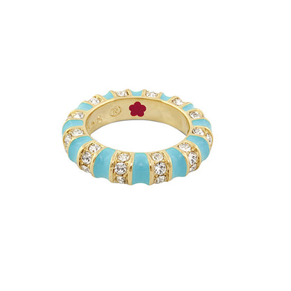 Stripe Tease Stackable Ring by Lauren G Adams in gold-tone with turquoise enamel and crystals on Tampa Home & Garden Store