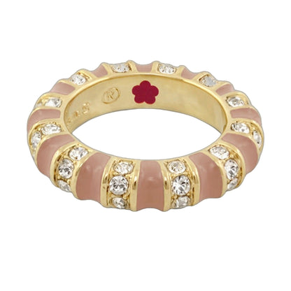 Stripe Tease Stackable Ring by Lauren G Adams in gold with pink enamel and diamond pave accents on Tampa Home & Garden Store