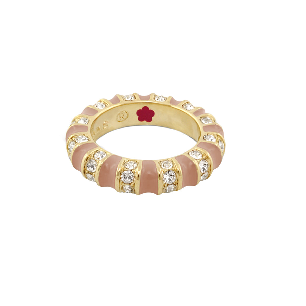 Stripe Tease Stackable Ring by Lauren G Adams, pink enamel sections and crystals on Tampa Home & Garden Store