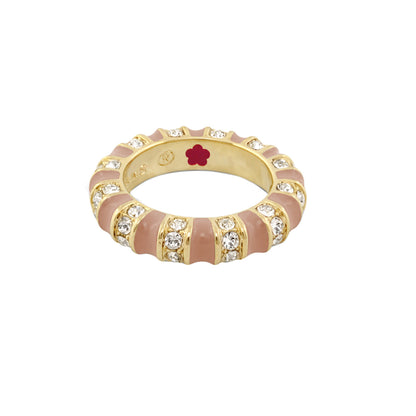 Stripe Tease Stackable Ring by Lauren G Adams, pink enamel sections and crystals on Tampa Home & Garden Store