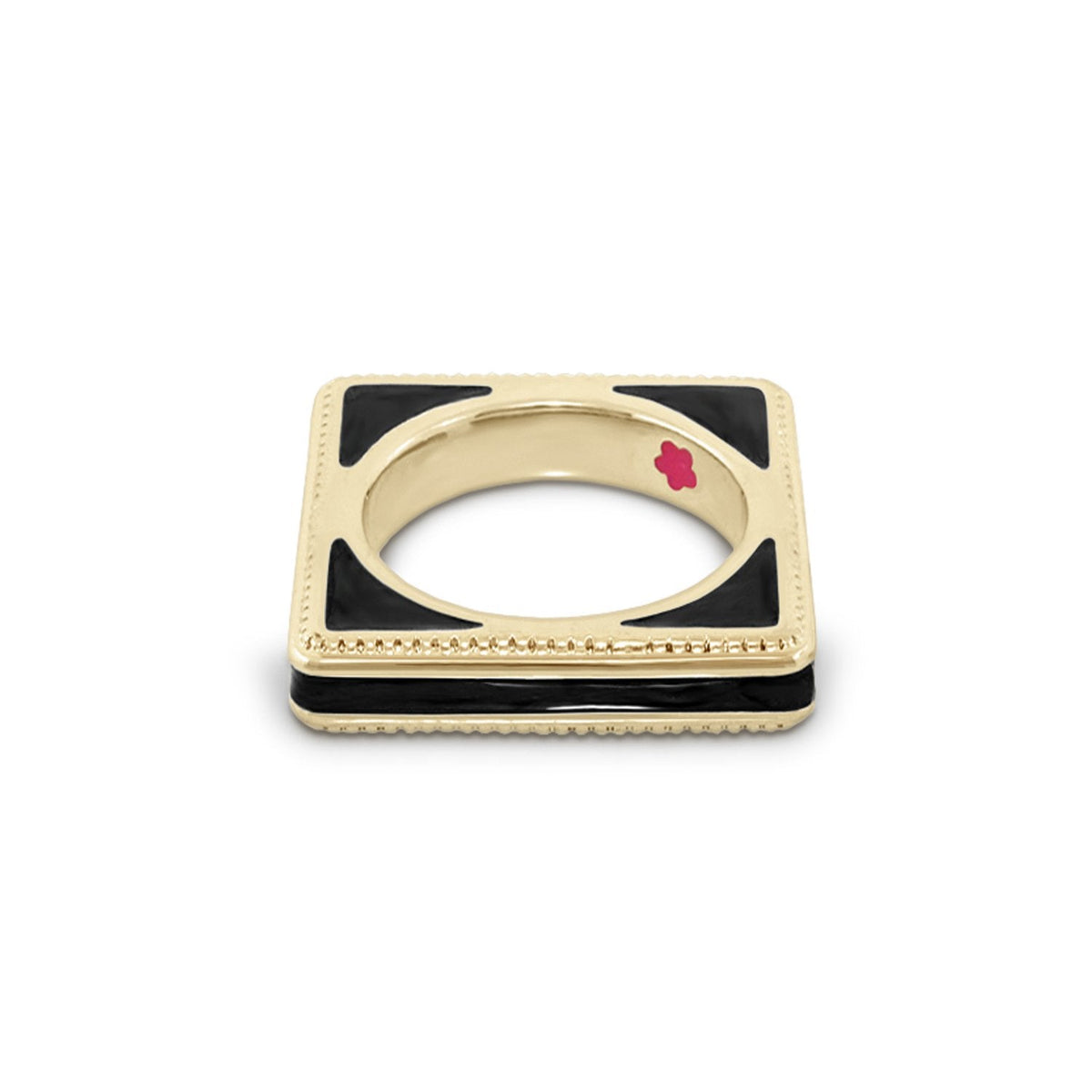 Sea Diamonds Stackable Ring square gold band with black enamel corners by Lauren G Adams on Tampa Home & Garden Store