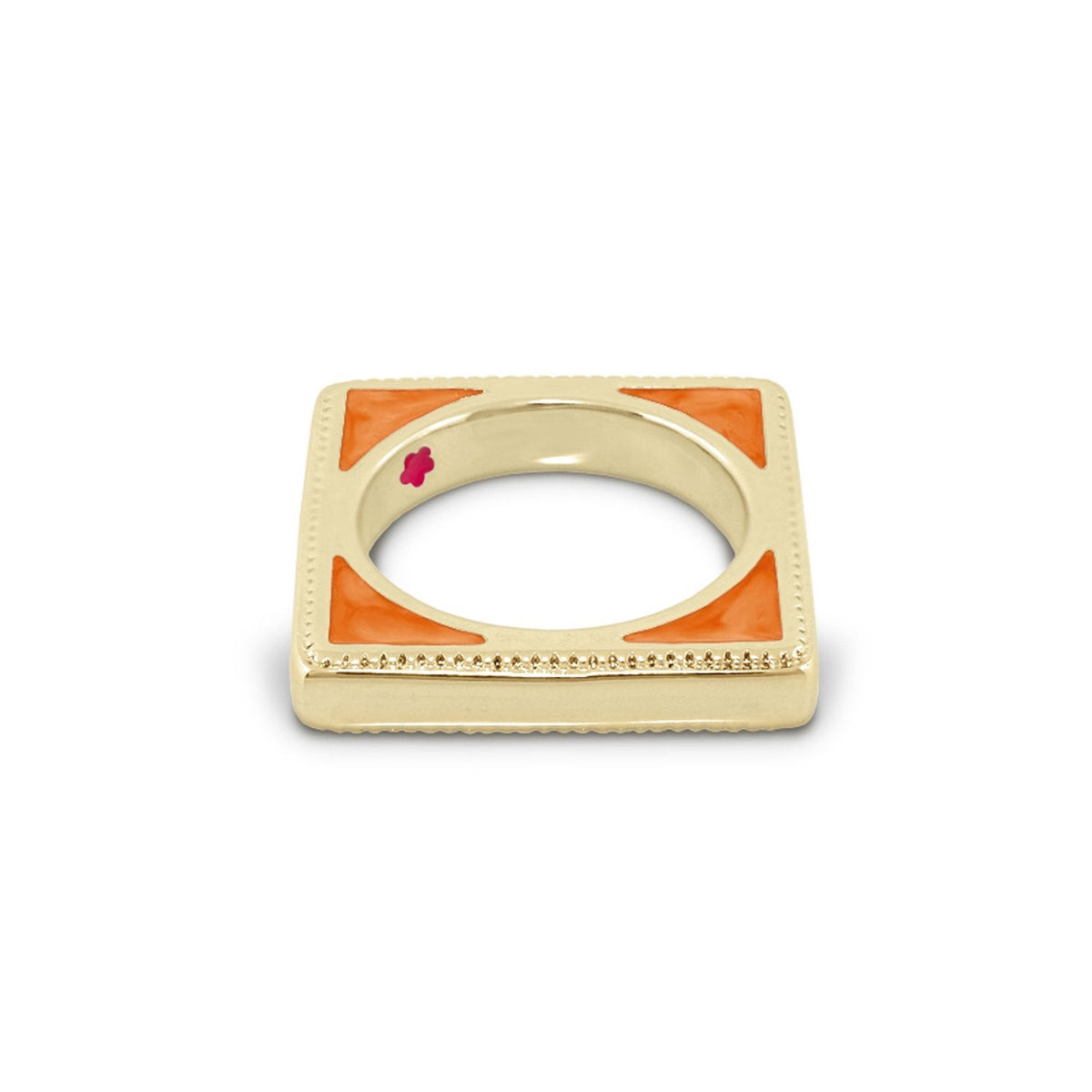 Sea Diamonds Stackable Ring gold square band with orange enamel corners Lauren G Adams on Tampa Home & Garden Store
