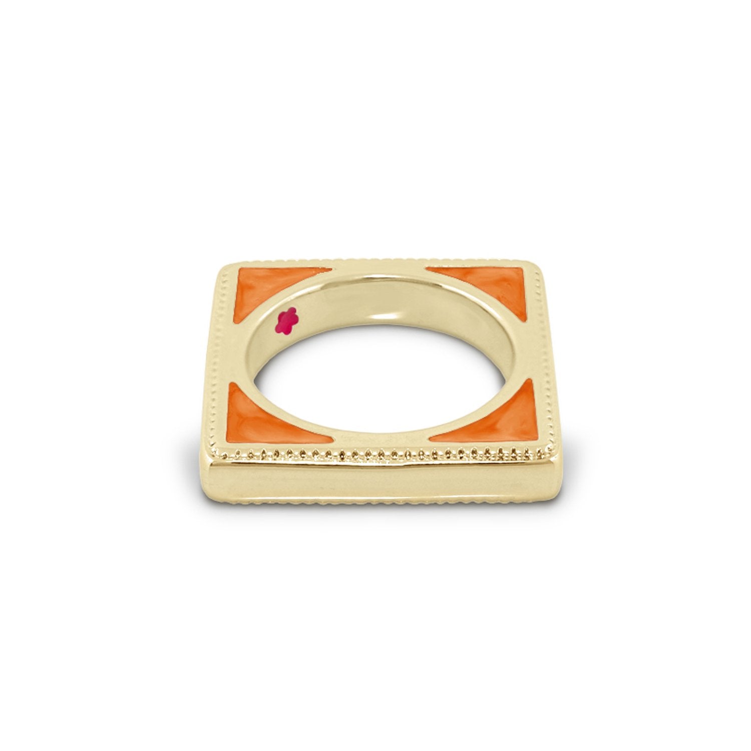Sea Diamonds Stackable Ring gold square band with orange enamel corners Lauren G Adams on Tampa Home & Garden Store