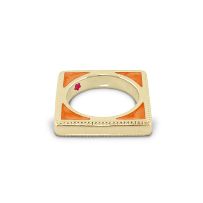 Sea Diamonds Stackable Ring gold square band with orange enamel corners Lauren G Adams on Tampa Home & Garden Store