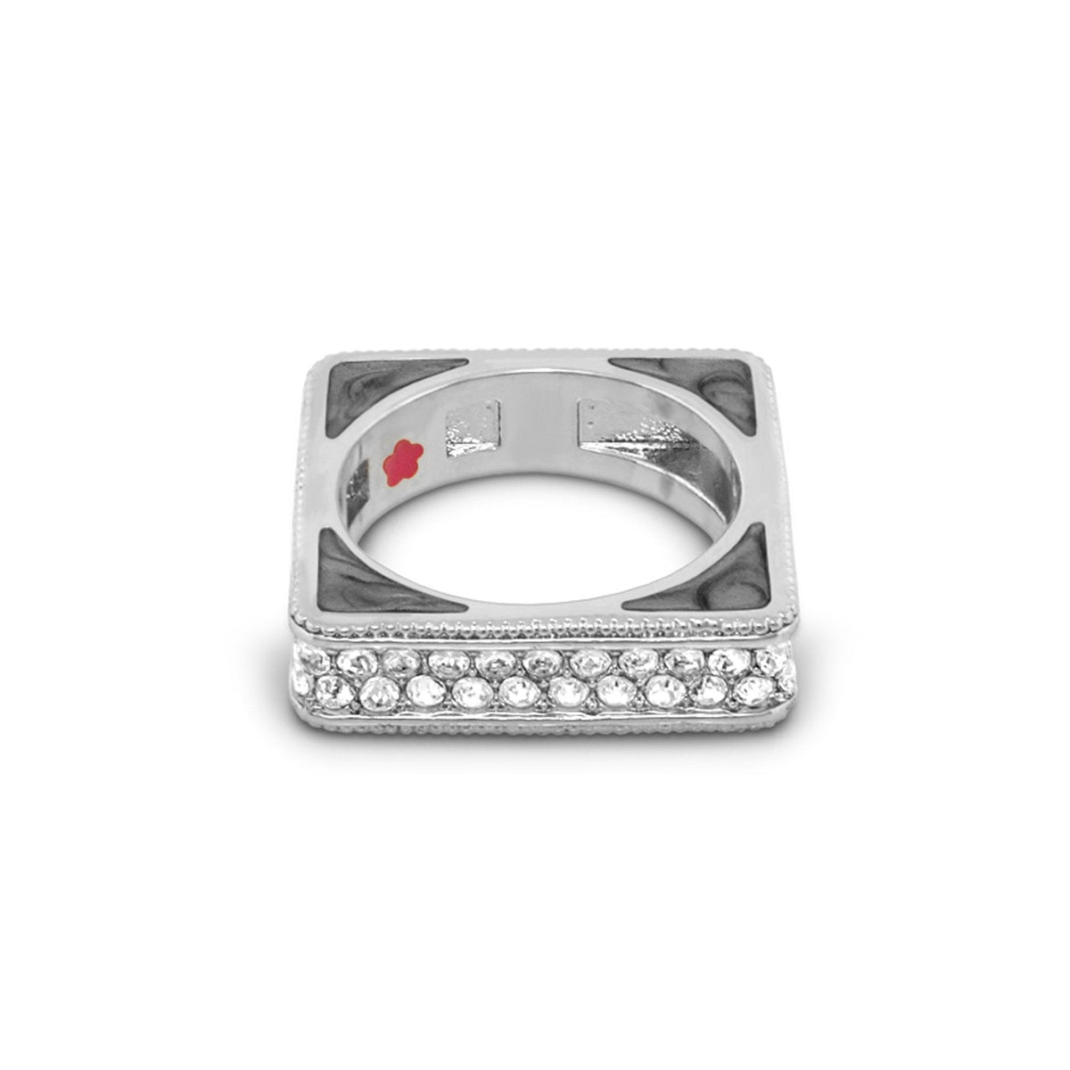 Sea Diamonds Stackable Ring by Lauren G Adams, square silver band with pave crystals on Tampa Home & Garden Store