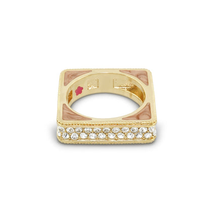 Sea Diamonds Stackable Ring, gold band with pink inlay corners and pavé diamonds, Lauren G Adams on Tampa Home & Garden Store