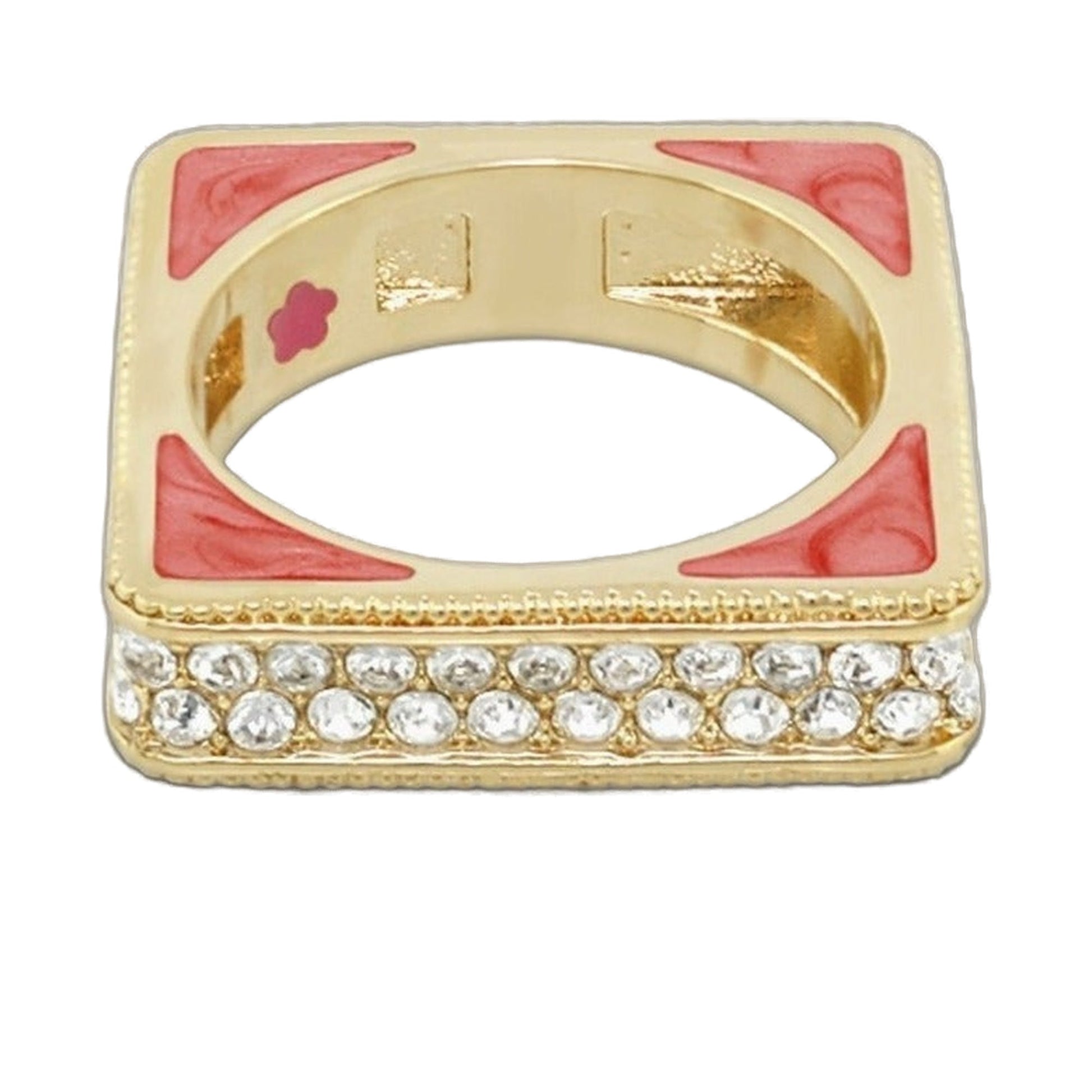 Sea Diamonds Stackable Ring gold-tone band with pink enamel inlays and diamond pavé edge on Tampa Home & Garden Store
