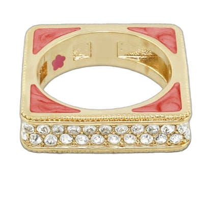 Sea Diamonds Stackable Ring gold-tone band with pink enamel inlays and diamond pavé edge on Tampa Home & Garden Store