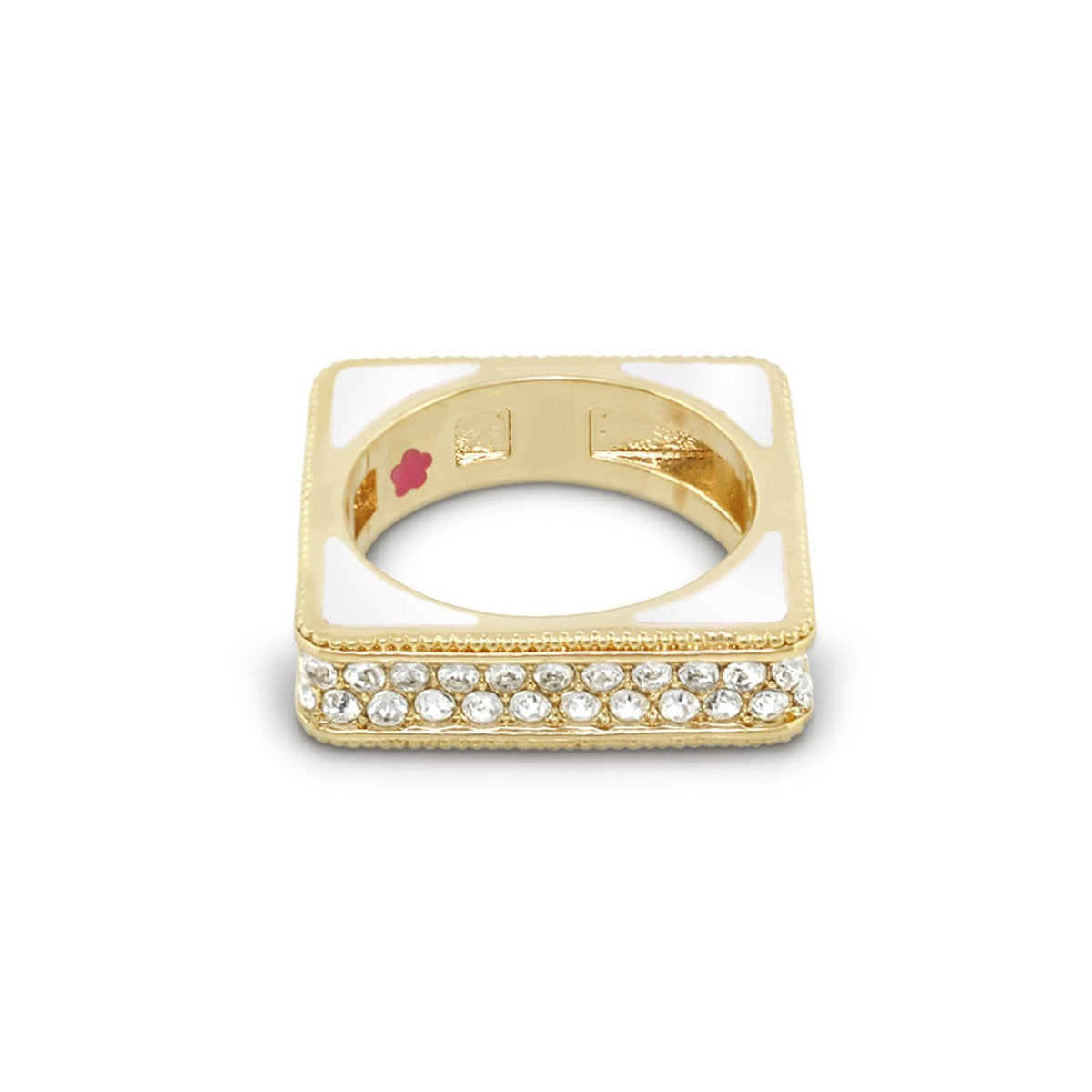 Sea Diamonds Stackable Ring gold band with square top and pave diamonds by Lauren G Adams on Tampa Home & Garden Store