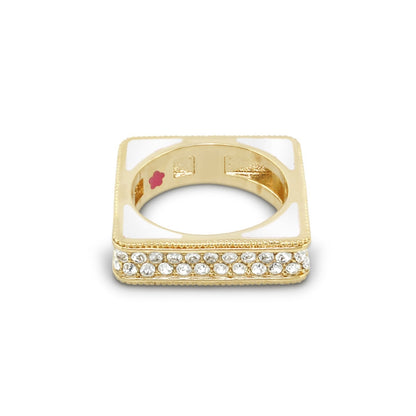 Sea Diamonds Stackable Ring gold band with square top and pave diamonds by Lauren G Adams on Tampa Home & Garden Store