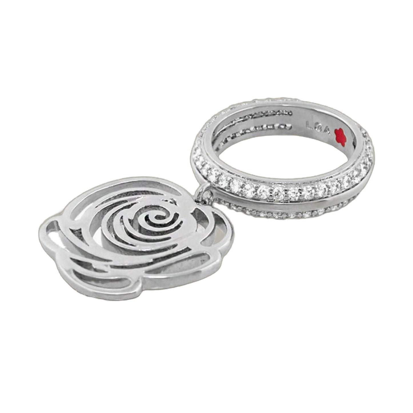 Set of three Rose Garden Stackable Rings by Lauren G Adams in silver with pavé crystals on Tampa Home & Garden Store
