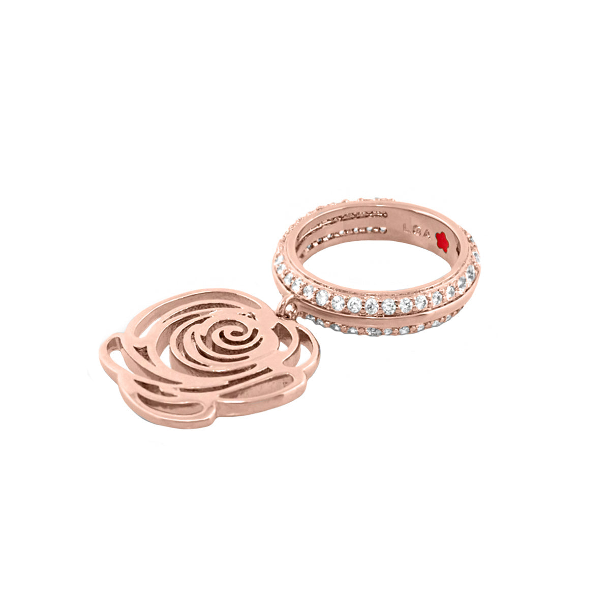 2-piece Rose Garden stackable ring and charm in rose gold with crystal band, Lauren G Adams on Tampa Home & Garden Store