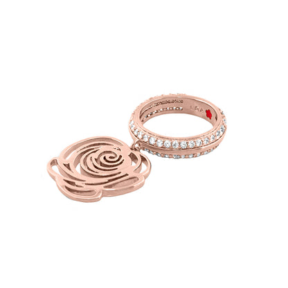 2-piece Rose Garden stackable ring and charm in rose gold with crystal band, Lauren G Adams on Tampa Home & Garden Store