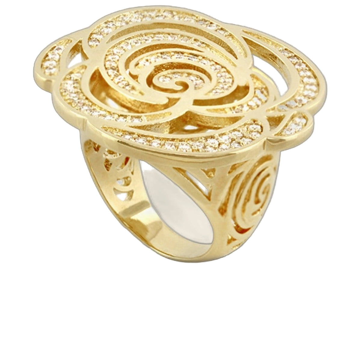 Rose Garden Cocktail Ring by Lauren G Adams, gold tone with pave crystals on Tampa Home & Garden Store