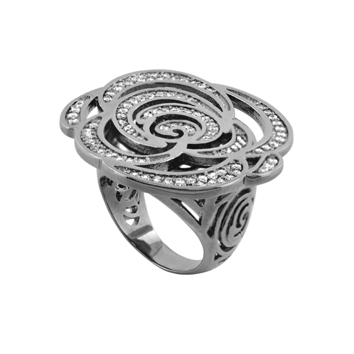 Rose Garden Cocktail Ring, silver-tone with crystal-studded rose swirl by Lauren G Adams on Tampa Home & Garden Store